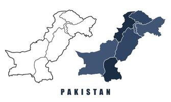 Pakistan map regions border outline set vector
