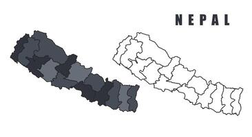 Nepal country map simple flat outline illustration set vector