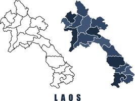 Laos map regions border outline set vector