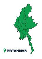 Mayanmar simple flat illustration map vector