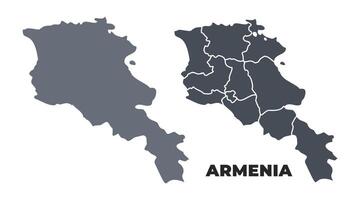 Armenia grey political map simple flat illustration set vector