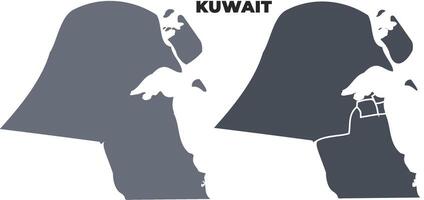 Kuwait grey political map simple flat illustration set vector