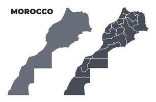 Morocco grey political map simple flat illustration set vector