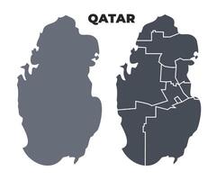 Qatar grey political map simple flat illustration set vector