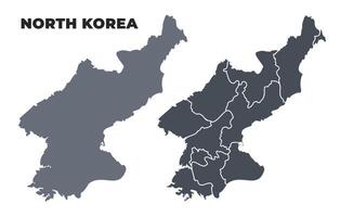 North Korea grey political map simple flat illustration set vector