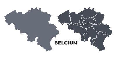 Belgium grey political map simple flat illustration set vector