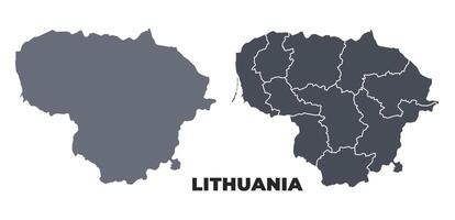 Lithuania grey political map simple flat illustration set vector