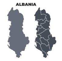 Albania grey political map simple flat illustration set vector