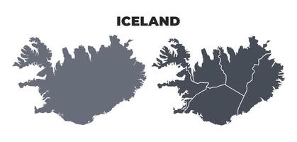 Iceland grey political map simple flat illustration set vector