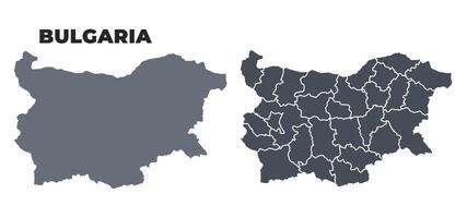 Bulgaria grey political map simple flat illustration set vector