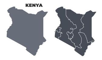 Kenya grey political map simple flat illustration set vector