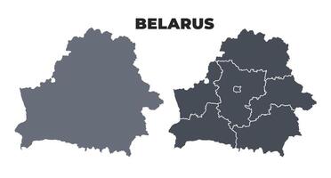 Belarus grey political map simple flat illustration set vector