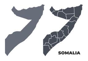 Somalia grey political map simple flat illustration set vector