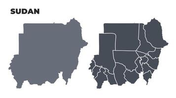 Sudan grey political map simple flat illustration set vector