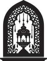 Islamic Lantern with Crescent Moon for Ramadan Decoration vector