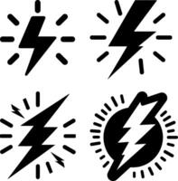 Set of High Voltage Lightning Flash Concept vector