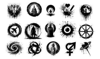 Set of Ink Splatter Design Elements Silhouettes for Creative Projects vector