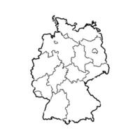 black and white sketch of the map of the federal State of Germany vector