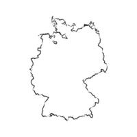black and white drawing of the map of the federal State of Germany vector