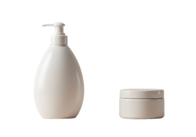 A bottle of lotion and a container of soap png