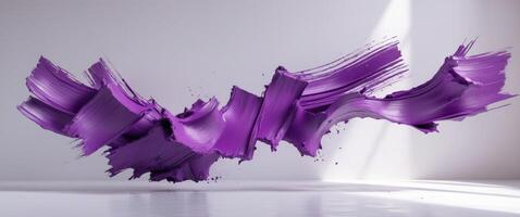 Dynamic and textured vivid purple brush stroke on a pristine white backdrop. photo