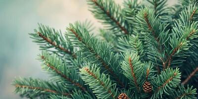 A close up of a fir tree with cones photo