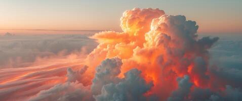 dramatic clouds with fiery colors creating a stunning atmospheric scene. photo