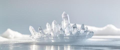 Sculpted Ice Formation with Light Refraction. photo