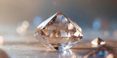 a close up of a crystal object with a blurry background. photo