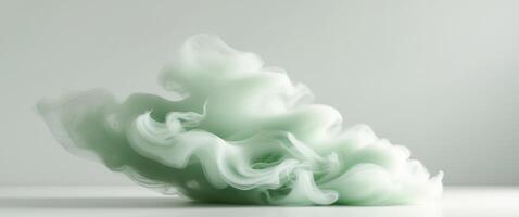 Green abstract smoke cloud design with soft texture creating empty space for text or graphics suitable for creative projects and backgrounds. photo