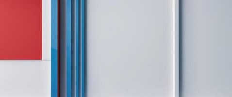 A red border with blue stripes on the right side of an empty white square frame. photo