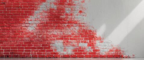 Red Grunge Brick Wall Texture with Text Space Ideal for Backgrounds Posters or Website Banners photo