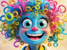 A Vibrant and Colorful Cartoon Character Featuring Distinct and Expressive Features. photo