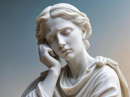 An Elegant White Sculpture That Beautifully Depicts Contemplation and Deep Emotion photo