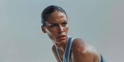 Determined Athlete Cooling Down After Run. photo