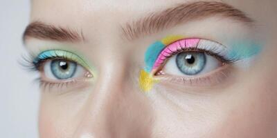 Beautiful eyes attract beauty by applying a colorful color to the eyelid. photo