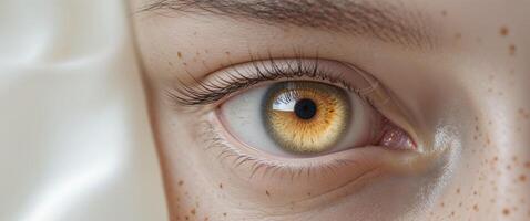 Close Up Of A Freckled Eye With Golden Iris photo