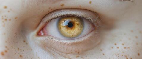 Close Up Of A Freckled Eye With Golden Iris. photo