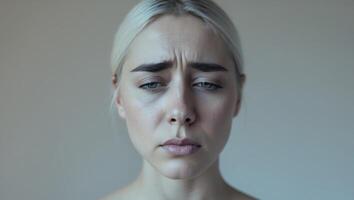 Disgust A face with a scrunched up nose a frown and a turned dow photo