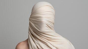 Person wrapped in fabric, anonymous and mysterious photo