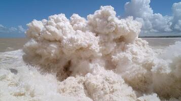Turbulent ocean waves crashing and churning photo