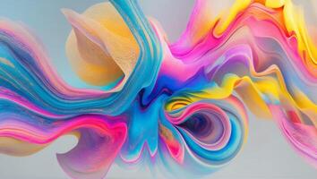 A Stunning and Colorful Abstract Digital Art featuring Beautiful Fluid Shapes and Forms. photo