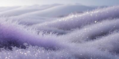 Shimmering lilac and icy gray sparkles create a dreamy atmosphere in a serene landscape. photo