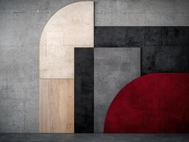Abstract geometric shapes against a concrete wall create a modern architectural background photo