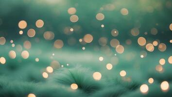 blurred green background with circles and blurry lights. photo