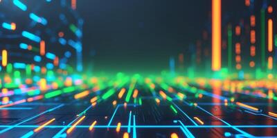 abstract neon glowing circuit background photo