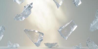 Ice Pieces Reflecting Light in Soft Diffused Glow. photo