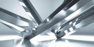 Gleaming metal beams coming together to create a modern and strong industrial design with a touch of elegance. photo