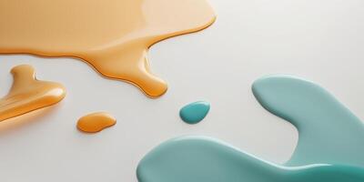 Soft amber and teal contrasts arranged freely on a white surface create a calming visual effect. photo