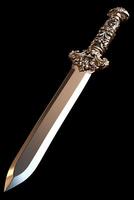 Ornate golden sword with intricate handle design photo